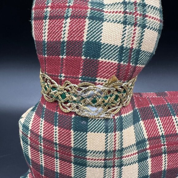 Vintage Cat Shaped Throw Pillow Red Green Plaid Stuffed Animal Kitty Kitten - Picture 8 of 10